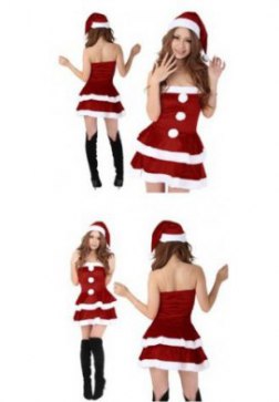 Christmas Costume Strapless Dress