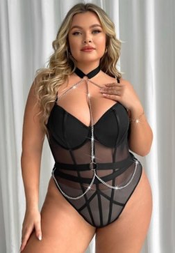 Plus Size  Make Them Stare Mesh Teddy