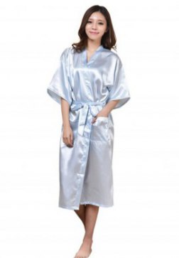 Women's Long Satin Kimono Robe Wedding Robe Mother of The Bride Robe