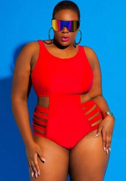 Plus Size Cutout Strappy One Piece Swimsuit