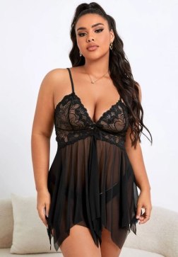 Plus Size Keep Her Secret Lace Babydoll