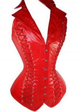 Faux Leather Gothic Halter Neck Corset