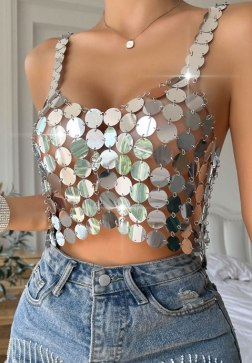 Always Dancing Sequin Cropped Top
