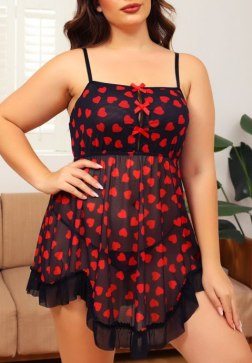 Plus Size Searching For Romance Babydoll Set